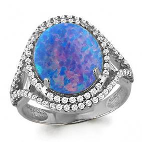 Серебряное кольцо AQUAMARINE А6549097А с фианитом и опалом А6549097А фото