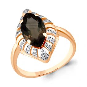 Кольцо из золочёного серебра AQUAMARINE А6549301А-п с фианитом, кварцем и раухтопазом А6549301А-п фото