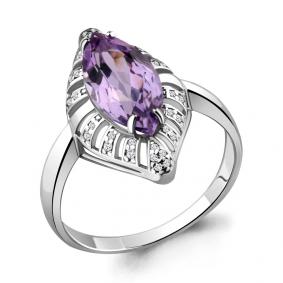 Серебряное кольцо AQUAMARINE А6549304А с фианитом и аметистом А6549304А фото