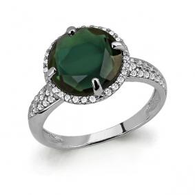 Серебряное кольцо AQUAMARINE А6549599А с фианитом и турмалином А6549599А фото