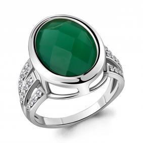 Серебряное кольцо AQUAMARINE А6550409А с фианитом и агатом А6550409А фото