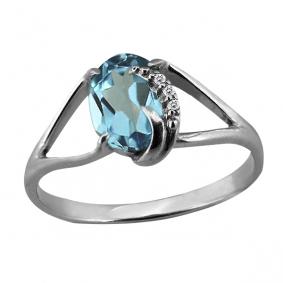 Серебряное кольцо AQUAMARINE А6551305А с топазом и фианитом А6551305А фото