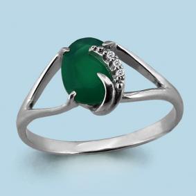 Серебряное кольцо AQUAMARINE А6551309А с фианитом и агатом А6551309А фото