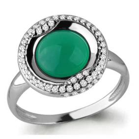 Серебряное кольцо AQUAMARINE А6551709А с фианитом и агатом А6551709А фото