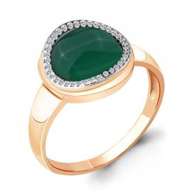 Кольцо из золочёного серебра AQUAMARINE А6552009А-п с фианитом и агатом А6552009А-п фото