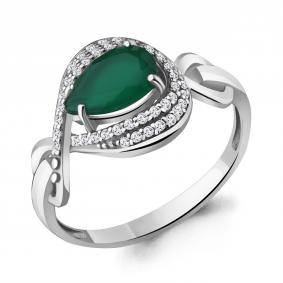 Серебряное кольцо AQUAMARINE А6552409А с фианитом и агатом А6552409А фото