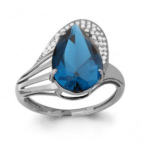 Серебряное кольцо AQUAMARINE А6553393А с фианитом и Лондон топазом А6553393А фото