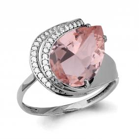 Серебряное кольцо AQUAMARINE А6553490А с фианитом и морганитом А6553490А фото