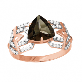 Кольцо из золочёного серебра AQUAMARINE А6557701А-п с фианитом и раухтопазом А6557701А-п фото