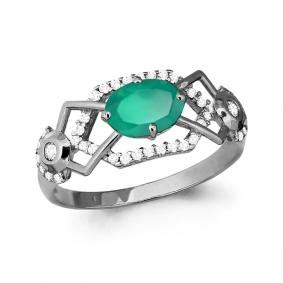 Серебряное кольцо AQUAMARINE А6558209А с фианитом и агатом А6558209А фото