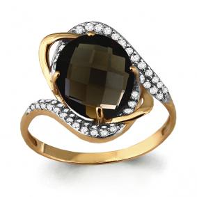 Кольцо из золочёного серебра AQUAMARINE А6560401А-п с фианитом и раухтопазом А6560401А-п фото