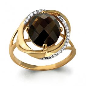 Кольцо из золочёного серебра AQUAMARINE А6560501А-п с фианитом и раухтопазом А6560501А-п фото