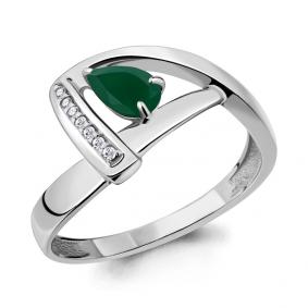 Серебряное кольцо AQUAMARINE А6561609А с фианитом и агатом А6561609А фото