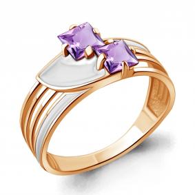 Кольцо из золочёного серебра AQUAMARINE А6566104-п с аметистом и эмалью А6566104-п фото