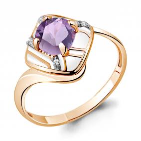 Кольцо из золочёного серебра AQUAMARINE А6566525А-п с фианитом, эмалью и алекситом А6566525А-п фото