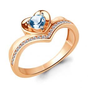 Кольцо из золочёного серебра AQUAMARINE А6567405А-п с топазом и фианитом А6567405А-п фото