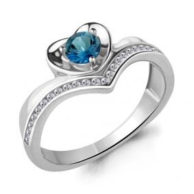 Серебряное кольцо AQUAMARINE А6567408А с фианитом и Лондон топазом А6567408А фото