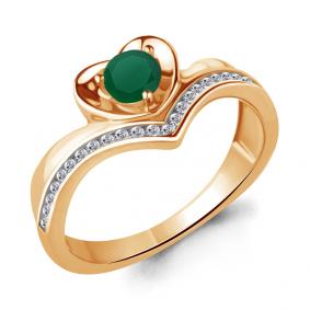 Кольцо из золочёного серебра AQUAMARINE А6567409А-п с фианитом и агатом А6567409А-п фото
