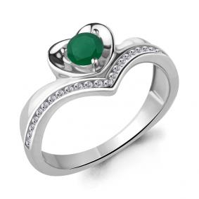 Серебряное кольцо AQUAMARINE А6567409А с фианитом и агатом А6567409А фото