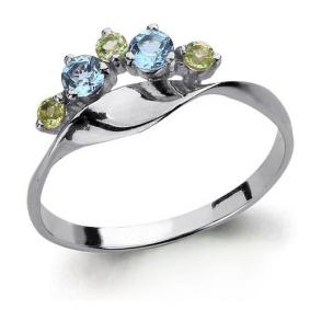 Серебряное кольцо AQUAMARINE А6568331 с топазом и хризолитом А6568331 фото