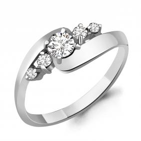 Серебряное кольцо AQUAMARINE А65684 с фианитом А65684 фото