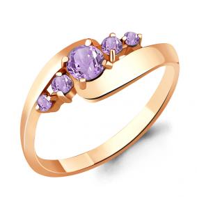 Кольцо из золочёного серебра AQUAMARINE А6568404-п с аметистом А6568404-п фото