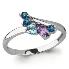 Серебряное кольцо AQUAMARINE А6568542 с топазом, аметистом и Лондон топазом А6568542 фото