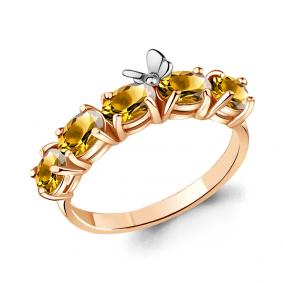 Кольцо из золочёного серебра AQUAMARINE А6571706-пк с цитрином А6571706-пк фото