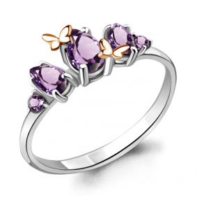 Серебряное кольцо AQUAMARINE А6572104 с аметистом А6572104 фото