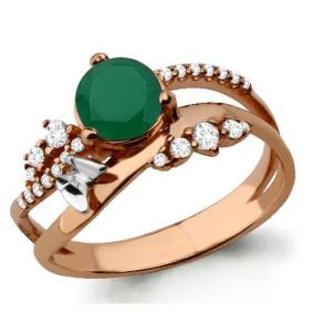 Кольцо из золочёного серебра AQUAMARINE А6572209А-пк с фианитом и агатом А6572209А-пк фото