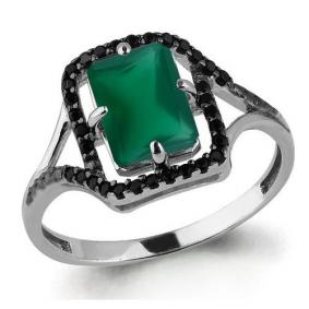 Серебряное кольцо AQUAMARINE А6575109Ч с агатом и ювелирным кристаллом А6575109Ч фото