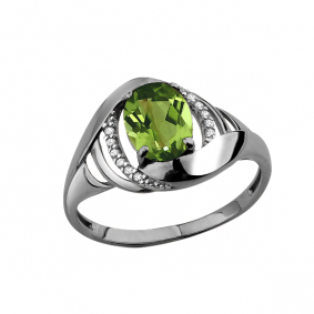 Серебряное кольцо AQUAMARINE А6575507А с фианитом и хризолитом А6575507А фото