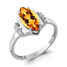 Серебряное кольцо AQUAMARINE А6575606А с фианитом и цитрином А6575606А фото