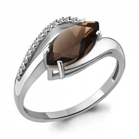 Серебряное кольцо AQUAMARINE А6575801А с фианитом и раухтопазом А6575801А фото