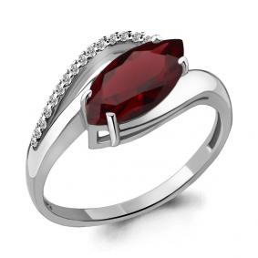 Серебряное кольцо AQUAMARINE А6575803А с фианитом и гранатом А6575803А фото