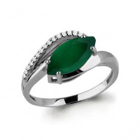 Серебряное кольцо AQUAMARINE А6575809А с фианитом и агатом А6575809А фото