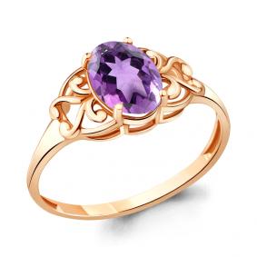 Кольцо из золочёного серебра AQUAMARINE А6576004-п с аметистом А6576004-п фото