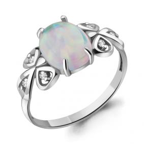 Серебряное кольцо AQUAMARINE А6577198А с фианитом и опалом А6577198А фото
