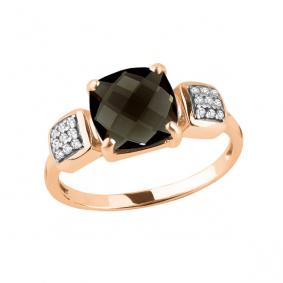 Кольцо из золочёного серебра AQUAMARINE А6577301А-пк с фианитом и раухтопазом А6577301А-пк фото