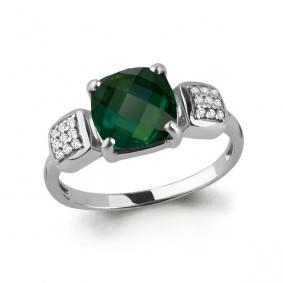 Серебряное кольцо AQUAMARINE А6577399А с фианитом и турмалином А6577399А фото