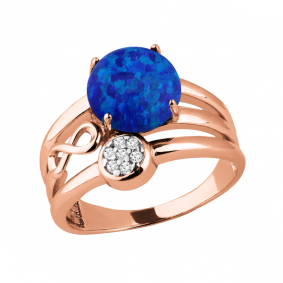 Кольцо из золочёного серебра AQUAMARINE А6577595А-п с фианитом и опалом А6577595А-п фото