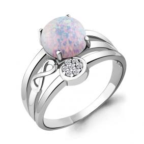 Серебряное кольцо AQUAMARINE А6577598А с фианитом и опалом А6577598А фото