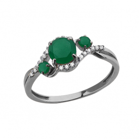 Серебряное кольцо AQUAMARINE А6577709А с фианитом и агатом А6577709А фото