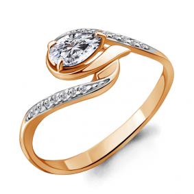 Кольцо из золочёного серебра AQUAMARINE А65781А-п с фианитом и Swarovski А65781А-п фото