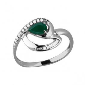 Серебряное кольцо AQUAMARINE А6578309А с фианитом и агатом А6578309А фото