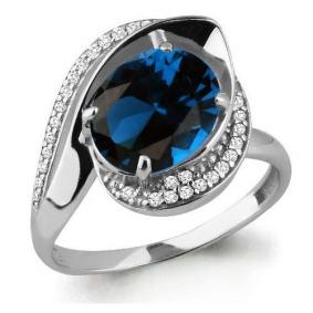Серебряное кольцо AQUAMARINE А6579093А с фианитом и Лондон топазом А6579093А фото