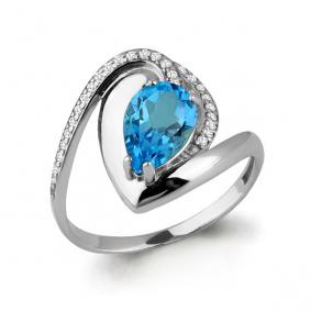 Серебряное кольцо AQUAMARINE А6579105А с топазом и фианитом А6579105А фото