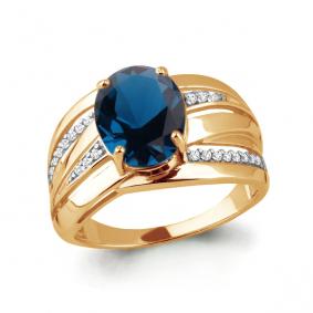 Кольцо из золочёного серебра AQUAMARINE А6579293А-п с фианитом и Лондон топазом А6579293А-п фото