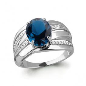 Серебряное кольцо AQUAMARINE А6579293А с фианитом и Лондон топазом А6579293А фото