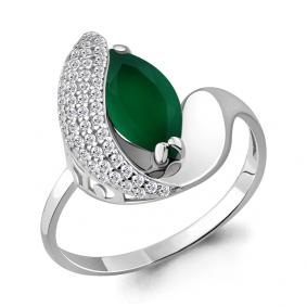 Серебряное кольцо AQUAMARINE А6579309А с фианитом и агатом А6579309А фото